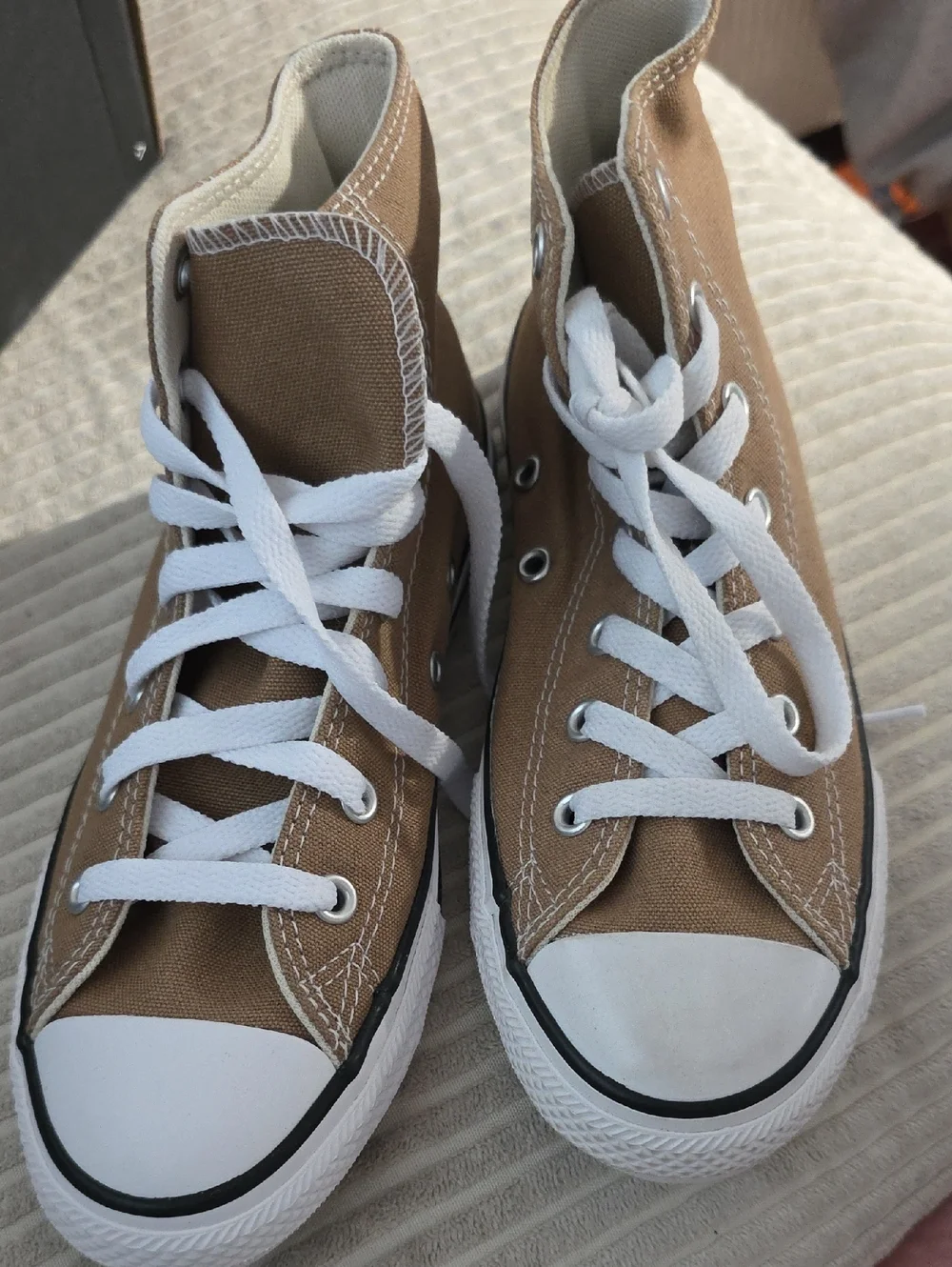 Converse Kids High-Top Sneakers in Tan and White